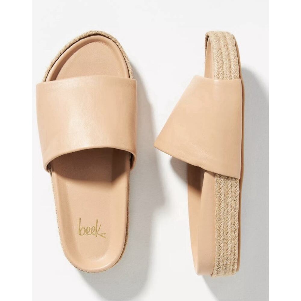 Beek Pelican Jute Platform Slide Sandals Beach Size 8 NEW